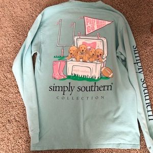 Simply Southern Long Sleeve tailgate sports tee shirt football Womens medium